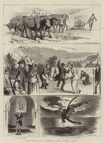 Old Folks and Fashions near Lewes, Sussex (engraving)
