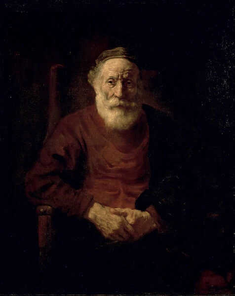 An Old Man in Red (oil on canvas)