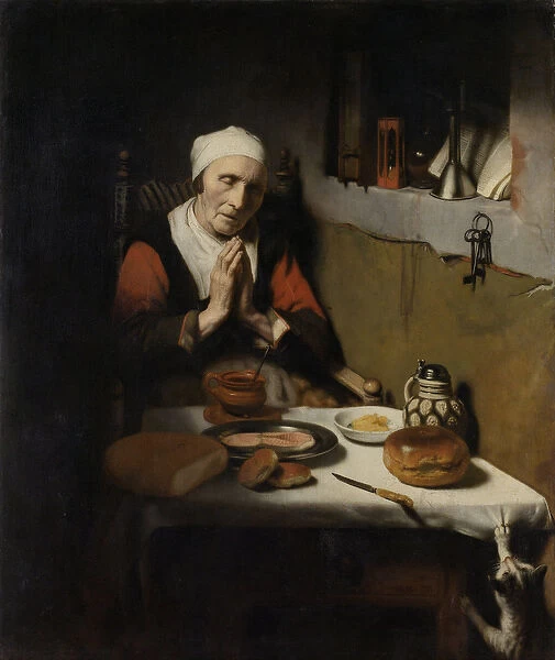 Old Woman Saying Grace, known as aThe Prayer without Enda, c. 1656 (oil on canvas)