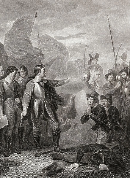 Oliver Cromwell suppressing the Burford Mutiny. (print)