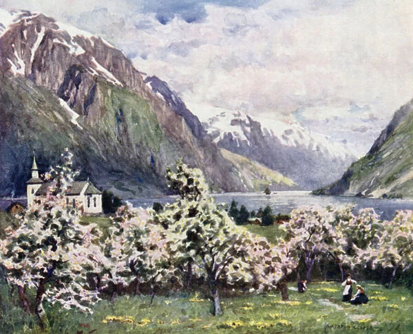 Oode, Hardanger Fjord (colour litho)