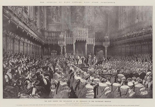 The Opening of King Edward VIIs First Parliament (litho)