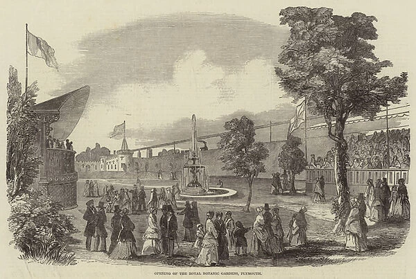 Opening of the Royal Botanic Gardens, Plymouth (engraving)