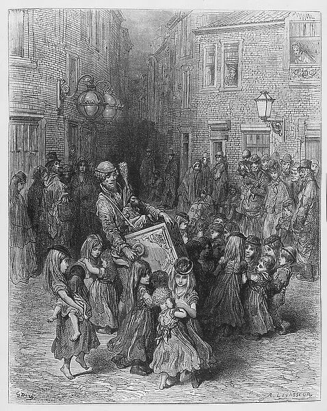 The Organ in the Court, illustration from London, a Pilgrimage, 1872 (engraving)