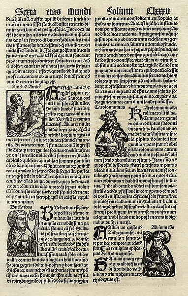 Original incunable leaf in Latin from 'Hartmut Schedel:Liber Chronicorum', printed by Schoensperger in 1497
