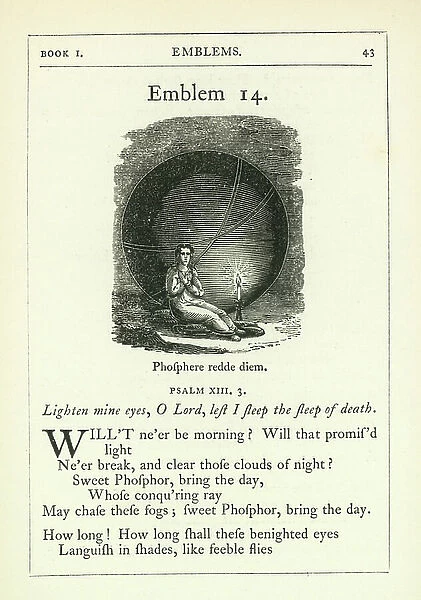 Page from Emblems Divine and Moral by Francis Quarles, 1859 edition (engraving)