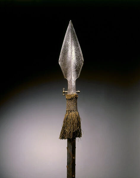 Parade spear, Augsburg, c. 1570-1600 (steel, brass, wood & leather with woollen tassel)