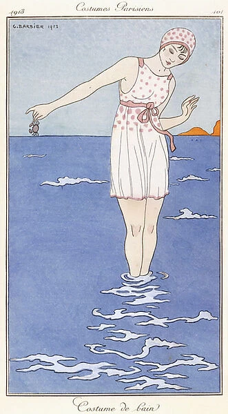 Parisian clothing: Bathing costume, 1913 (coloured print)