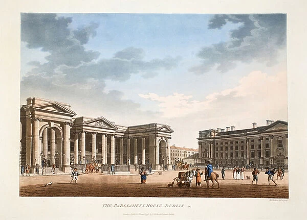 The Parliament House, Dublin, 1793 (hand-coloured engraving)
