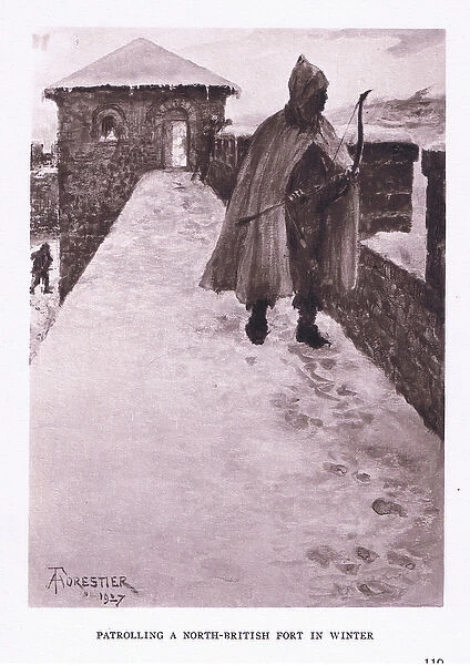 Patrolling a north British fort in winter, illustration from The Roman Soldier
