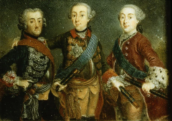 Paul, Frederick II and Gustav Adolph of Sweden (w  /  c on paper)