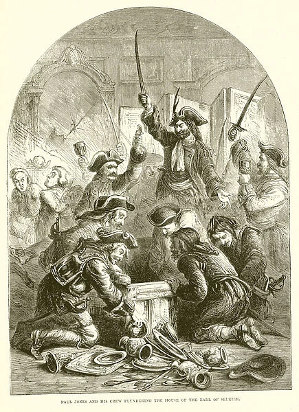 Paul Jones and his Crew plundering the House of the Earl of Selkirk (engraving)
