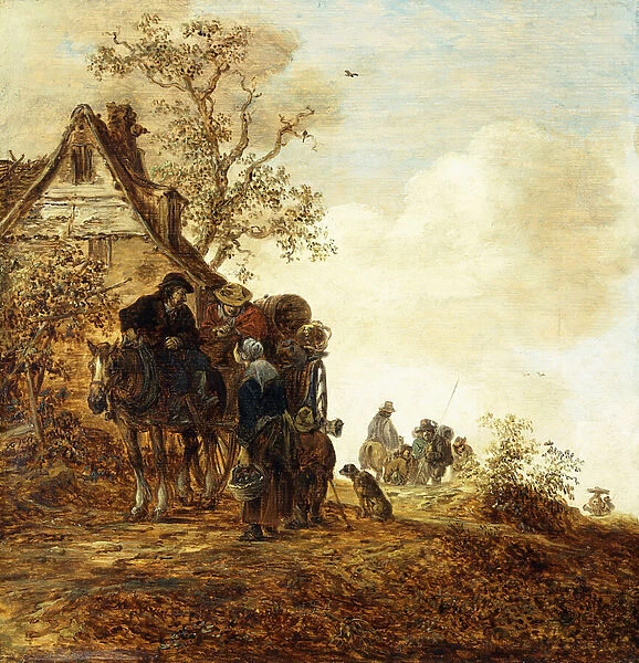 Peasants in a Cart by a Cottage Jan Josephsz, 1651 (oil on panel)