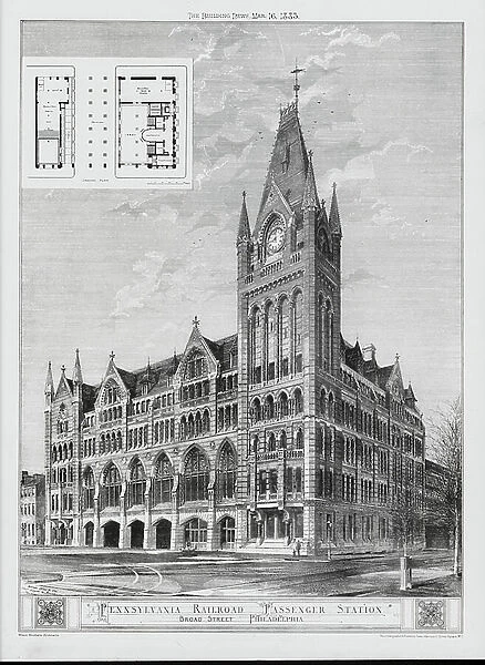 Pennsylvania Railroad Passenger Station, Broad Street, Philadelphia (engraving)