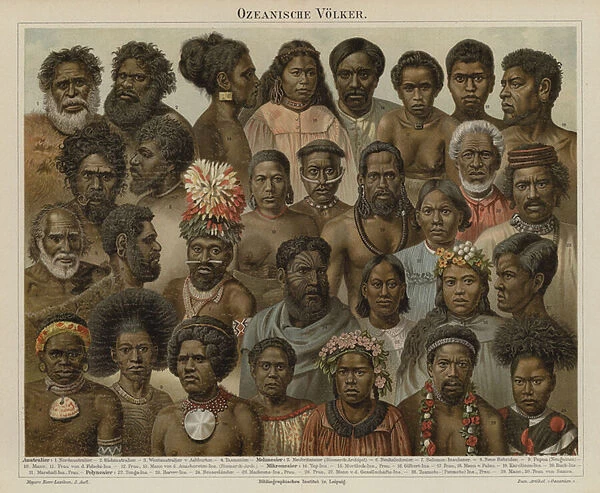 Peoples of Oceania (colour litho)