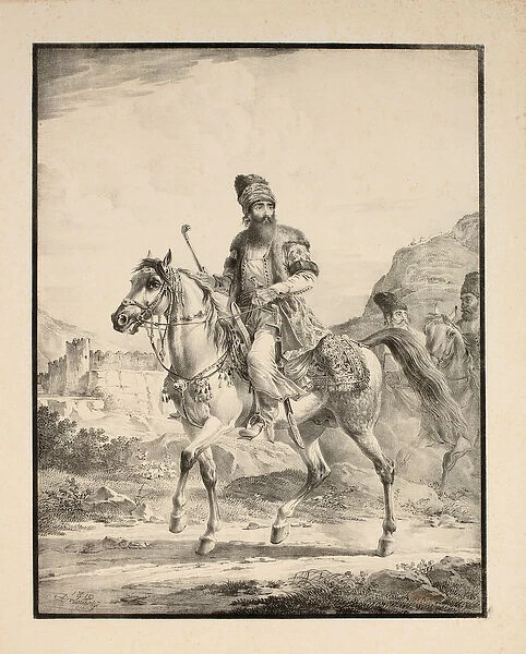 Persian on Horseback, 1820 (lithograph)