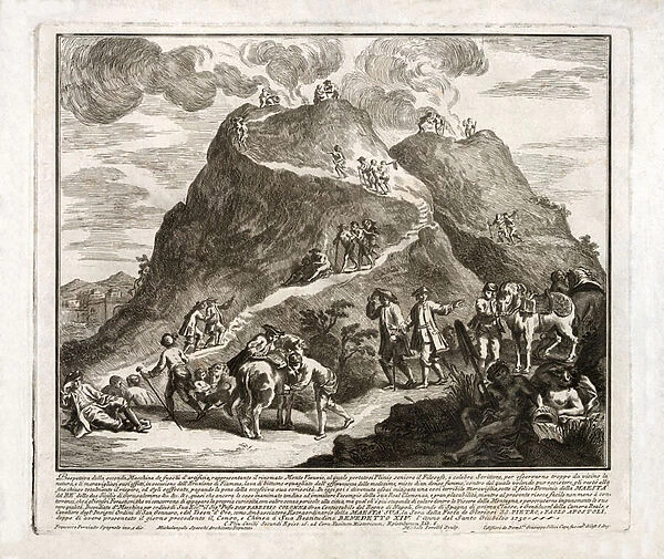Perspective of the second eruption of Vesuvius, published 1750 (etching)