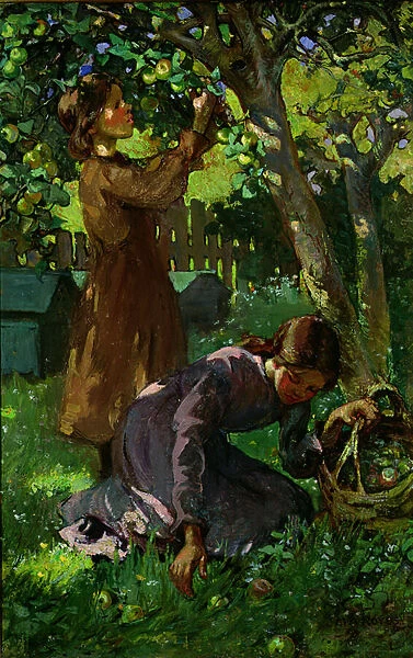 Picking Apples, c. 1920 (oil on canvas)