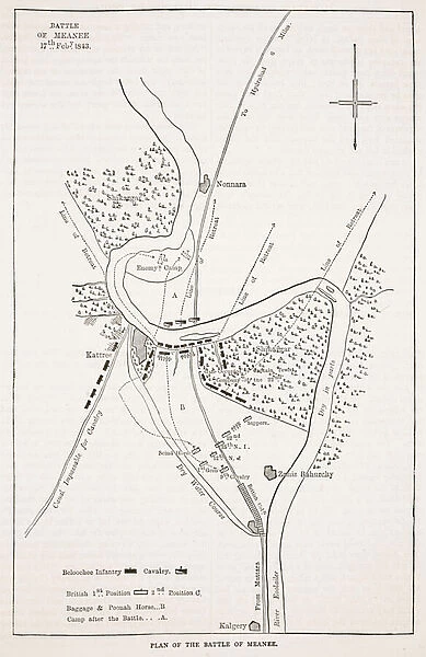 Plan of the Battle of Meanee, illustration from Cassell