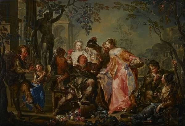 The Pleasures of the Seasons: Autumn, c. 1730 (oil on copper mounted with masonite backing