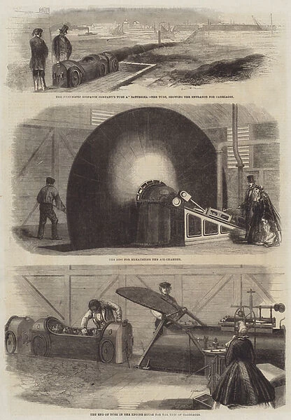 The Pneumatic Despatch Companys Tube at Battersea (engraving)