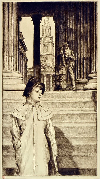 Portico of the National Gallery, London, 1878 (drypoint)
