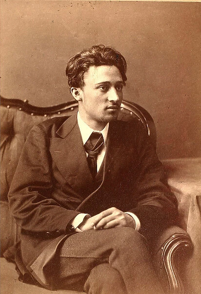 Portrait of the author Vsevolod Mikhailovich Garshin (sepia photo)