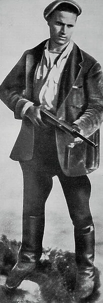 Portrait of the bandit Salvatore Giuliano (1922-1950), photography taken from the magazine 'L'Illustrazione Italiana' of 22 may 1949, page 702