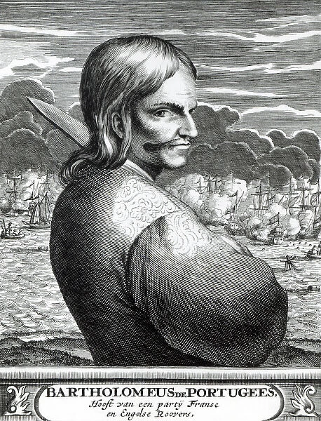 Portrait of Bartholomeus de Portugees, from The Buccaneers of America, by Alexander O