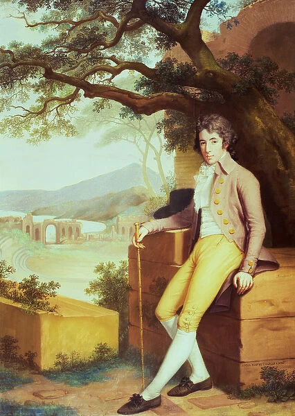 Portrait of Colonel David La Touche of Marcey with the Amphitheatre of Taormina