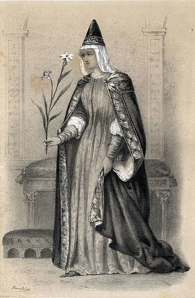 Portrait of Countess Mathilde of Tuscany, known as Canossa, (1046-1115) (Matilde di Toscana) (Matilde di Canossa) in 'The illustrious Women of Europe '. By Countess Drohojowska, nee Symon of Latreiche