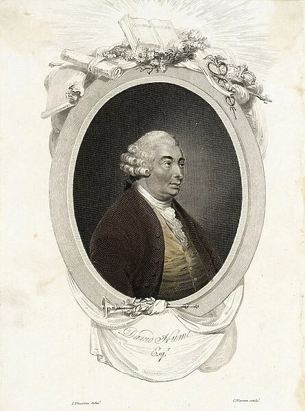 Portrait de David Hume, philosophe ecossais (1711 -1776) Portrait of David Hume (1711-1776) par Warren, Charles Turner (1762-1823), 1804 - Etching, watercolour, 21, 6x14 - Private Collection