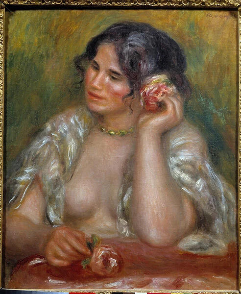 Portrait of Gabrielle a la rose (1878 - 1959). Painting by Pierre Auguste Renoir