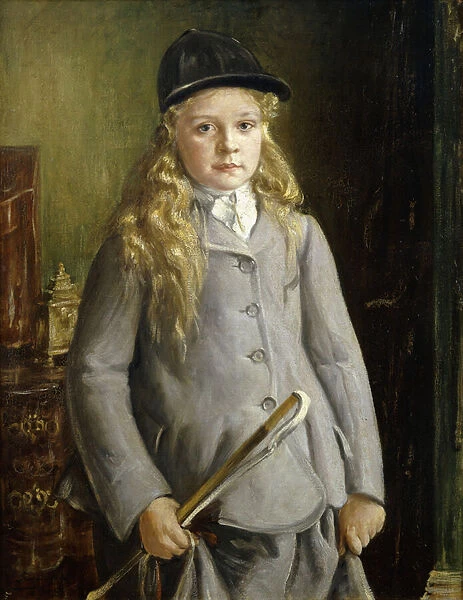 Portrait of a Girl, standing half length, In Riding Dress, 1905 (oil on canvas)