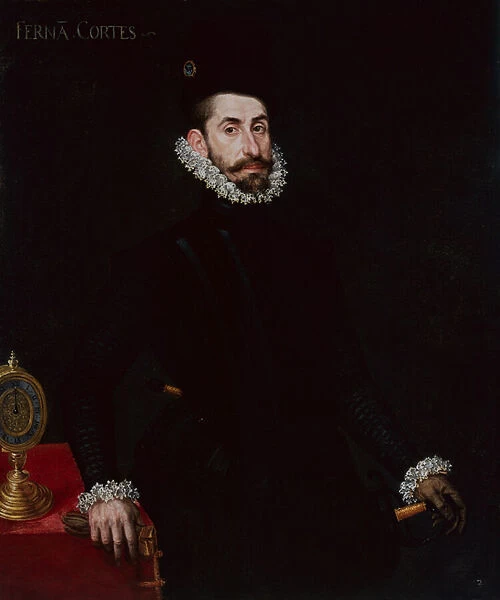 Portrait of Hernan Cortes (oil on canvas)