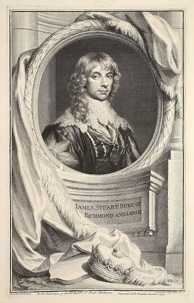 Portrait of James Stuart, Duke of Richmond and Lennox, illustration from