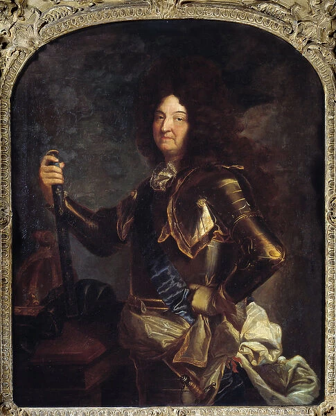 Portrait of the King of France Louis XIV (1638-1715), in armor Painting by Hyacinthe
