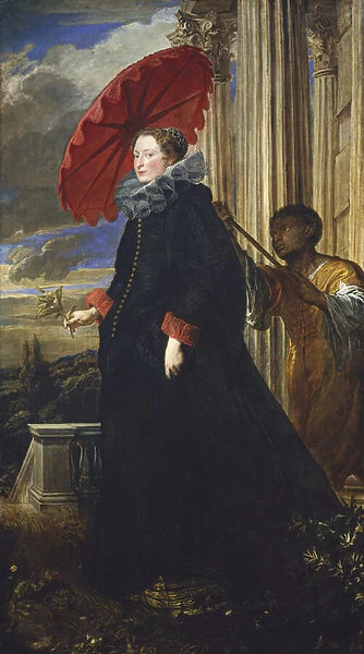 Portrait of the Marquise Elena Grimaldi Cattaneo - Painting by Antoine Van Dyck