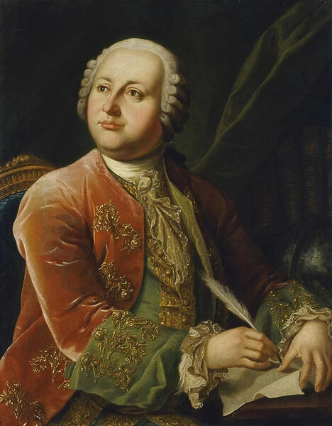 Portrait of Mikhail Lomonosov (Mikhail Vassilievitch Lomonossov) (1711-1765) par Anonymous, Second Half of the 18th cen. d apres Georg Caspar Prenner (1720-1766) - Oil on canvas, 87x70 - State Hermitage, St. Petersburg