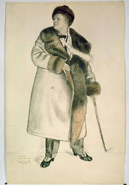Portrait of the Opera Singer Feodor Ivanovich Chaliapin (1873-1938) 1920-21 (charcoal