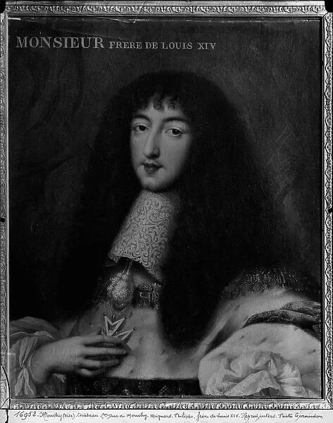 Portrait of Philippe (1640-1701) Duc d Orleans (oil on canvas) (b  /  w photo)
