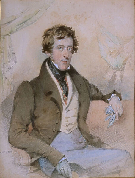 Portrait of William Spencer, 6th Duke of Devonshire, 1828 (w  /  c & pencil on paper)