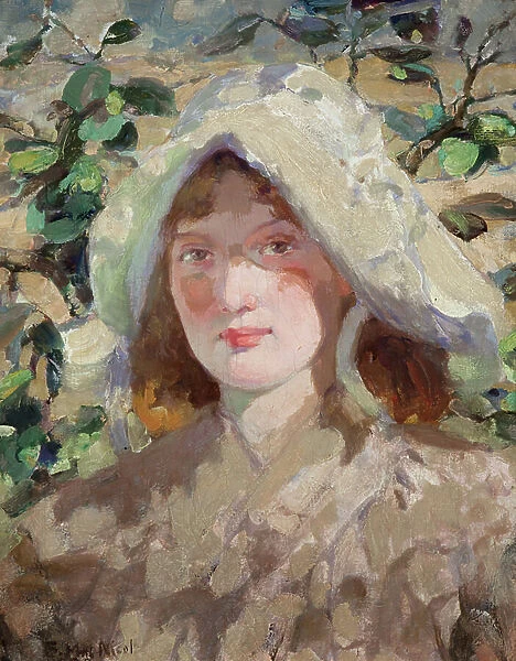 Portrait of a Young Woman in a Sun Bonnet, 1898 (oil on canvas)