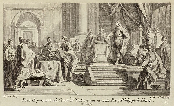 Possession of the County of Toulouse taken in the name of King Philip III of France, 1271 (engraving)