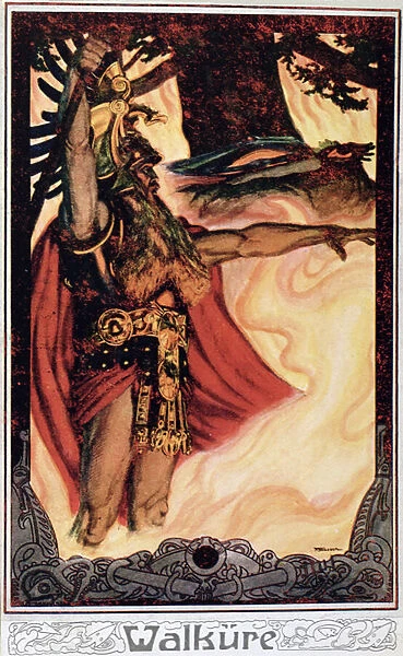 Postcard depicting Odin Calling Up the Fire, 1914 (colour litho)