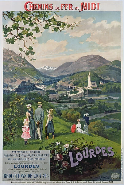 Poster advertising Lourdes, France, c. 1900 (colour litho)
