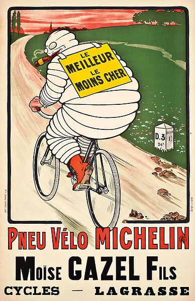 A poster advertising Michelin tyres, 1913 (colour lithograph)