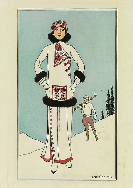 Pour St. Moritz, Plate from Costumes Parisiens, 1913 (pochoir print)