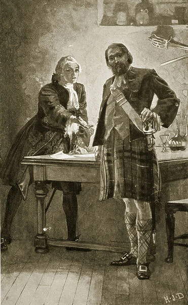 Prince Charles appeals to Cameron of Lochiel, illustration from Hutchinson