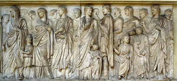 Procession, south wall of the Ara Pacis (marble)
